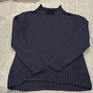 Women's Navy Mock Neck Sweater